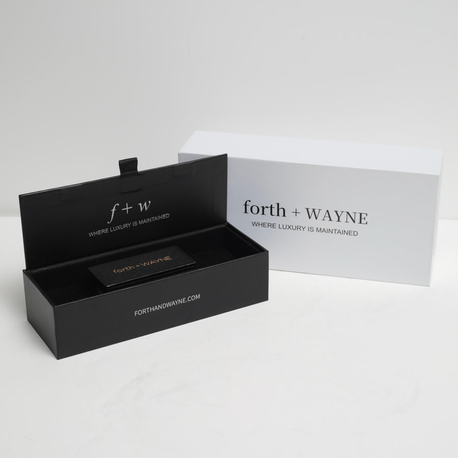 forth + WAYNE hat care luxury presentation packaging with black and white branded boxes