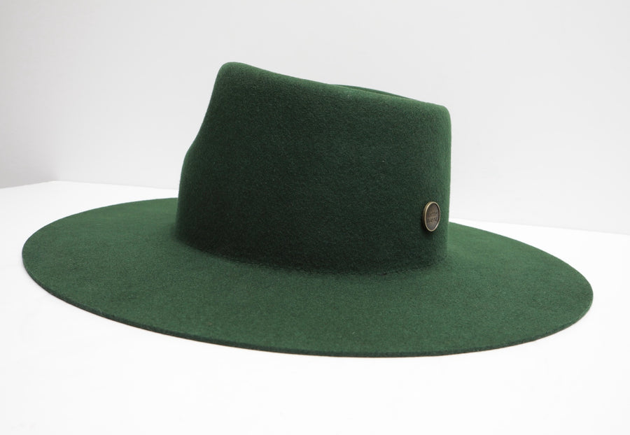 The Grove olive green fedora angled view