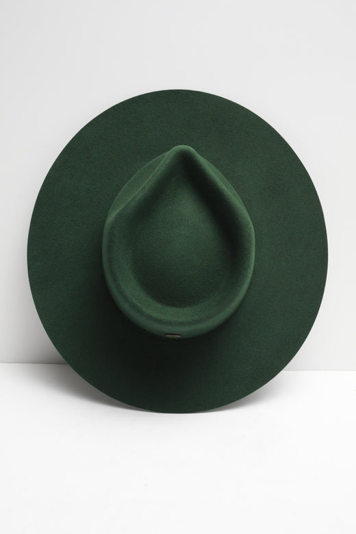 The Grove olive green fedora overhead view